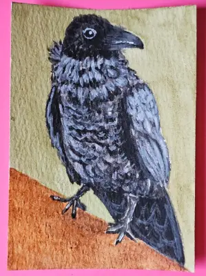 Raven aceo art card thumbnail 1