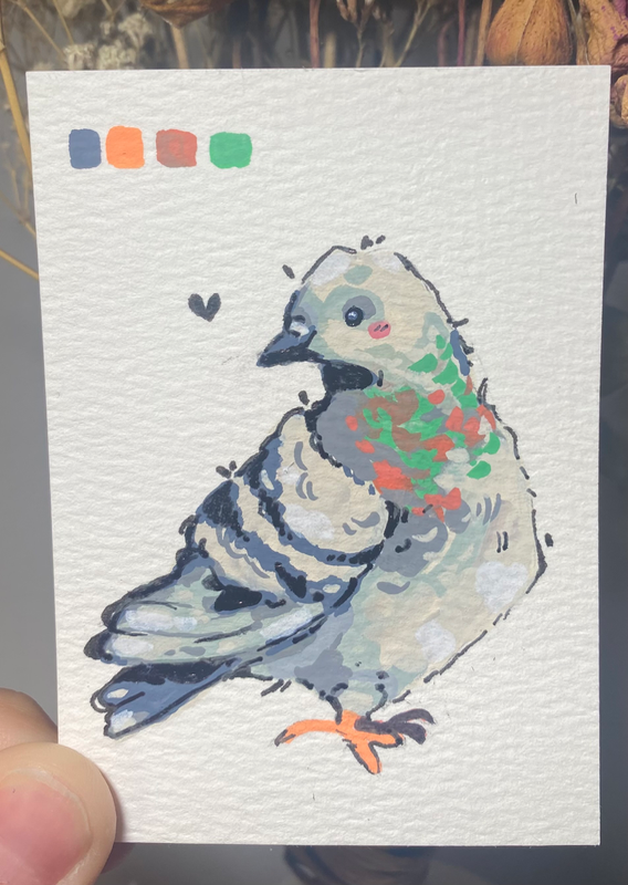 pigeon! aceo art card