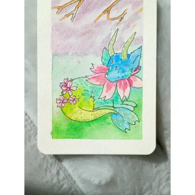Cherry Blossom Capricorn aceo art card thumbnail 1