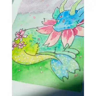 Cherry Blossom Capricorn aceo art card thumbnail 3