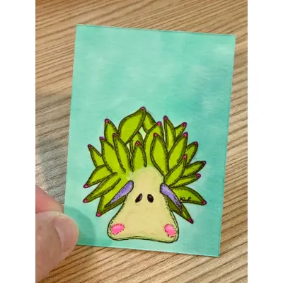 Sally the Leaf Sheep Sea Slug aceo art card thumbnail 3