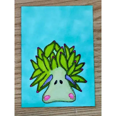 Sally the Leaf Sheep Sea Slug aceo art card thumbnail 1