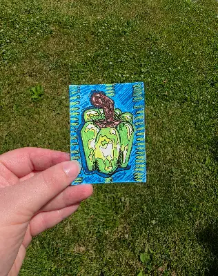 Green Bell Pepper aceo art card thumbnail 2