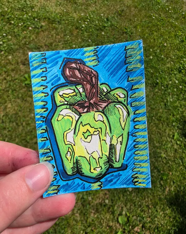 Green Bell Pepper aceo art card