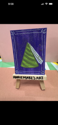 Green Cone Crown on Purple aceo art card thumbnail 1
