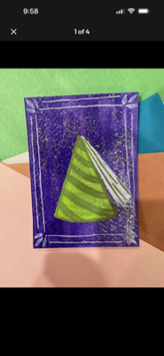Green Cone Crown on Purple aceo art card thumbnail 2