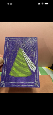 Green Cone Crown on Purple aceo art card thumbnail 3