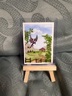 Dragons Roam Here 4/4 aceo art card thumbnail 3