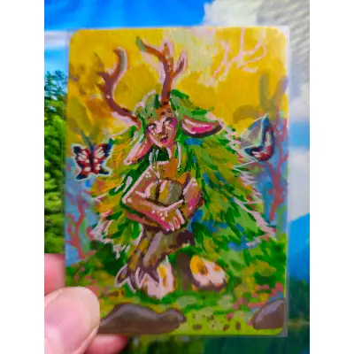 Grassy Satry aceo art card thumbnail 1