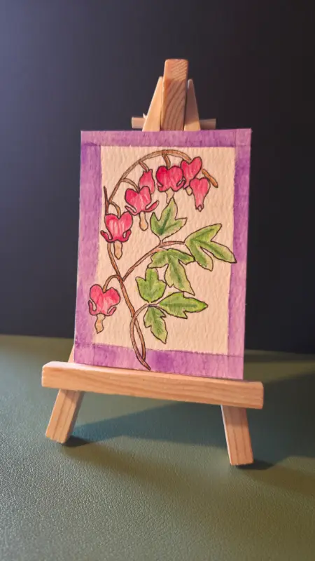 The Vibrant Garden: Bleeding Hearts aceo art card