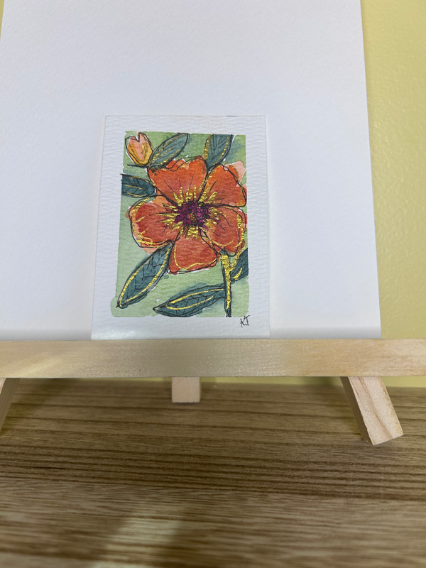 Golden Petals aceo art card