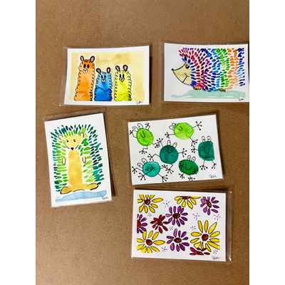 Rainbow hedgehog aceo art card thumbnail 2