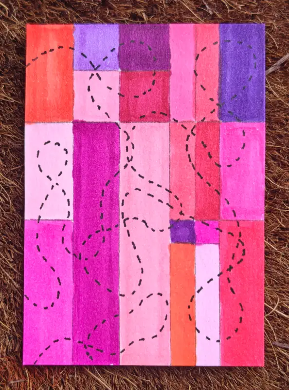 Log Cabin #6 - "Pink Pony Club" aceo art card