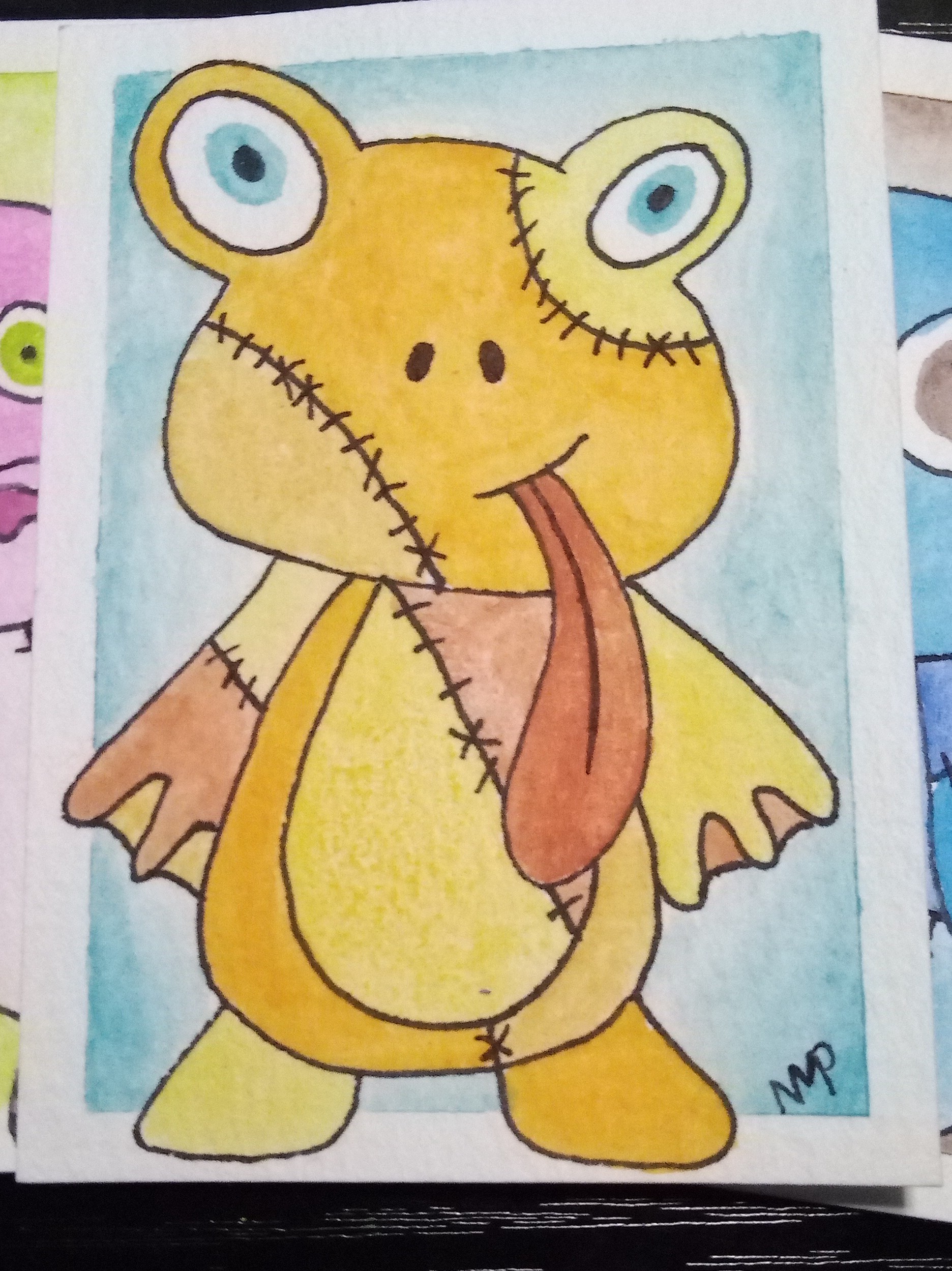 Frog Patches aceo art card