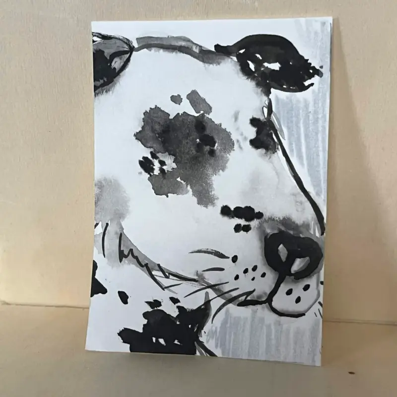 dalmation watercolor painting aceo art card