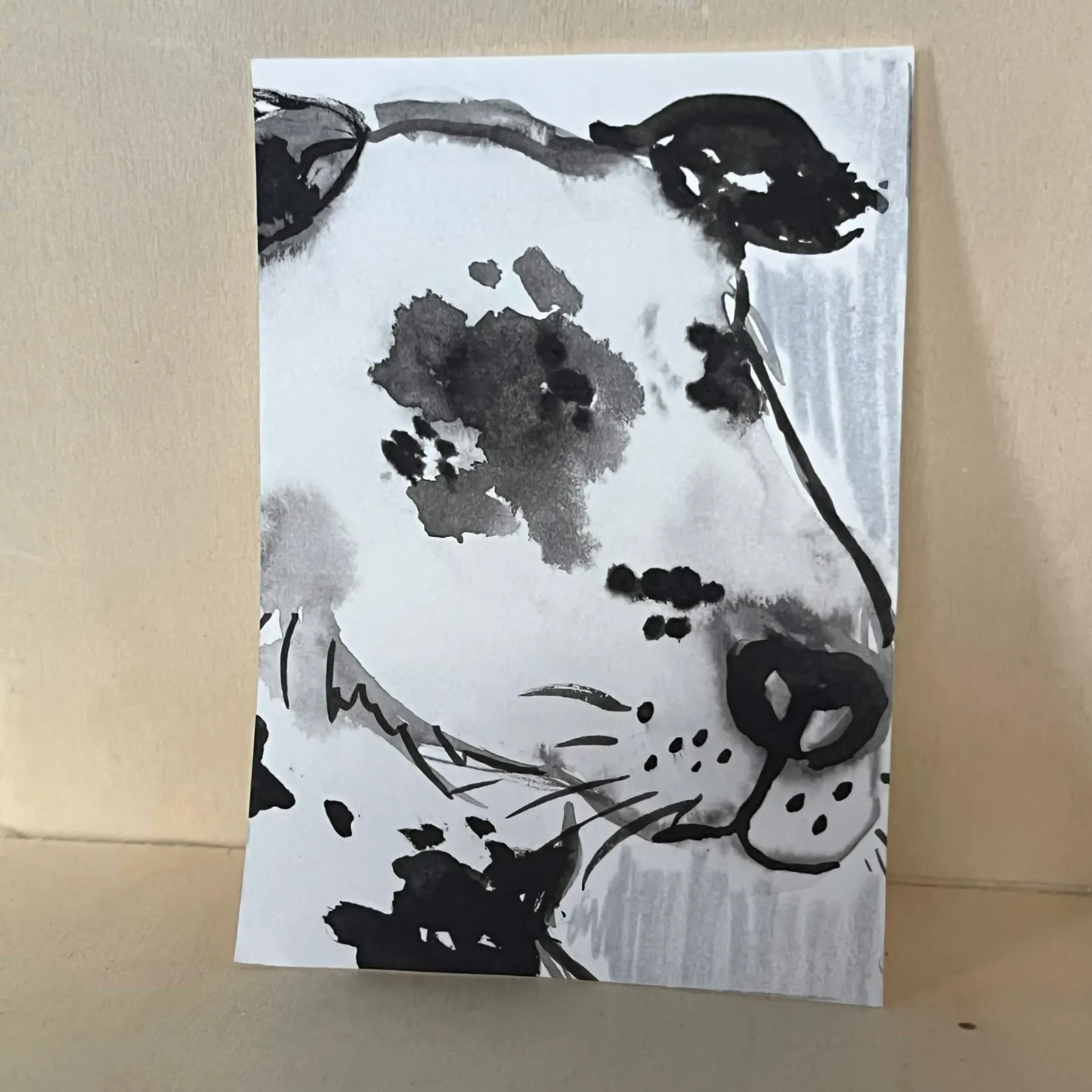 dalmation watercolor painting aceo art card