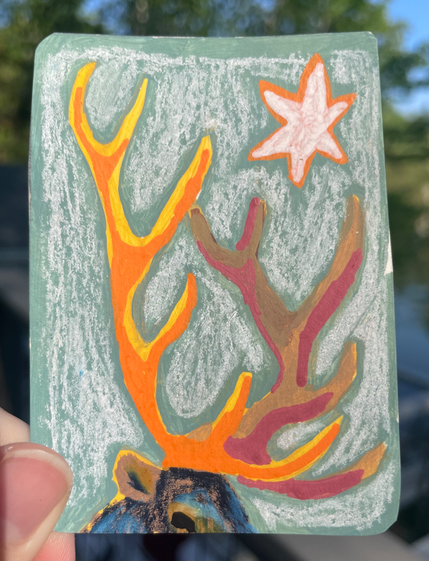“5x6 Elk” - Antler portrait by Norah Mae aceo art card