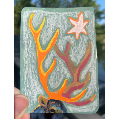 “5x6 Elk” - Antler portrait by Norah Mae aceo art card thumbnail 1