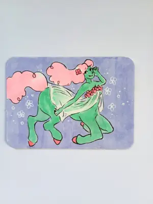Green and Pink Centaur Girl - Original ACEO card signed aceo art card thumbnail 2