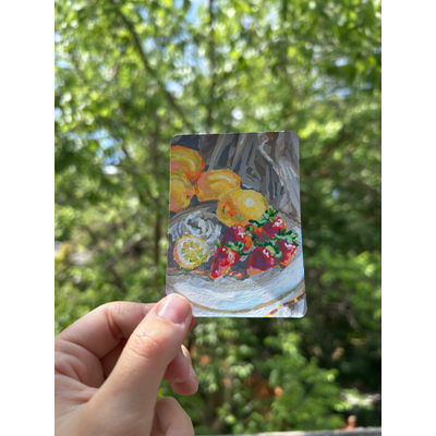 Lemons & Strawberry Drapery aceo art card thumbnail 2