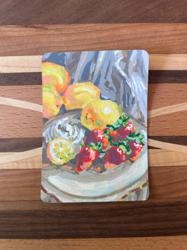 Lemons & Strawberry Drapery aceo art card