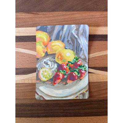 Lemons & Strawberry Drapery aceo art card thumbnail 1