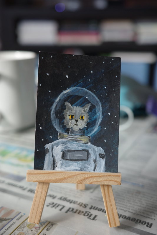 Space Cat #1 aceo art card