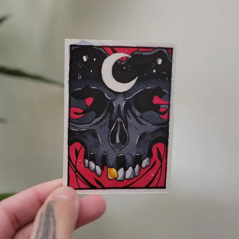 Cursed Skull aceo art card