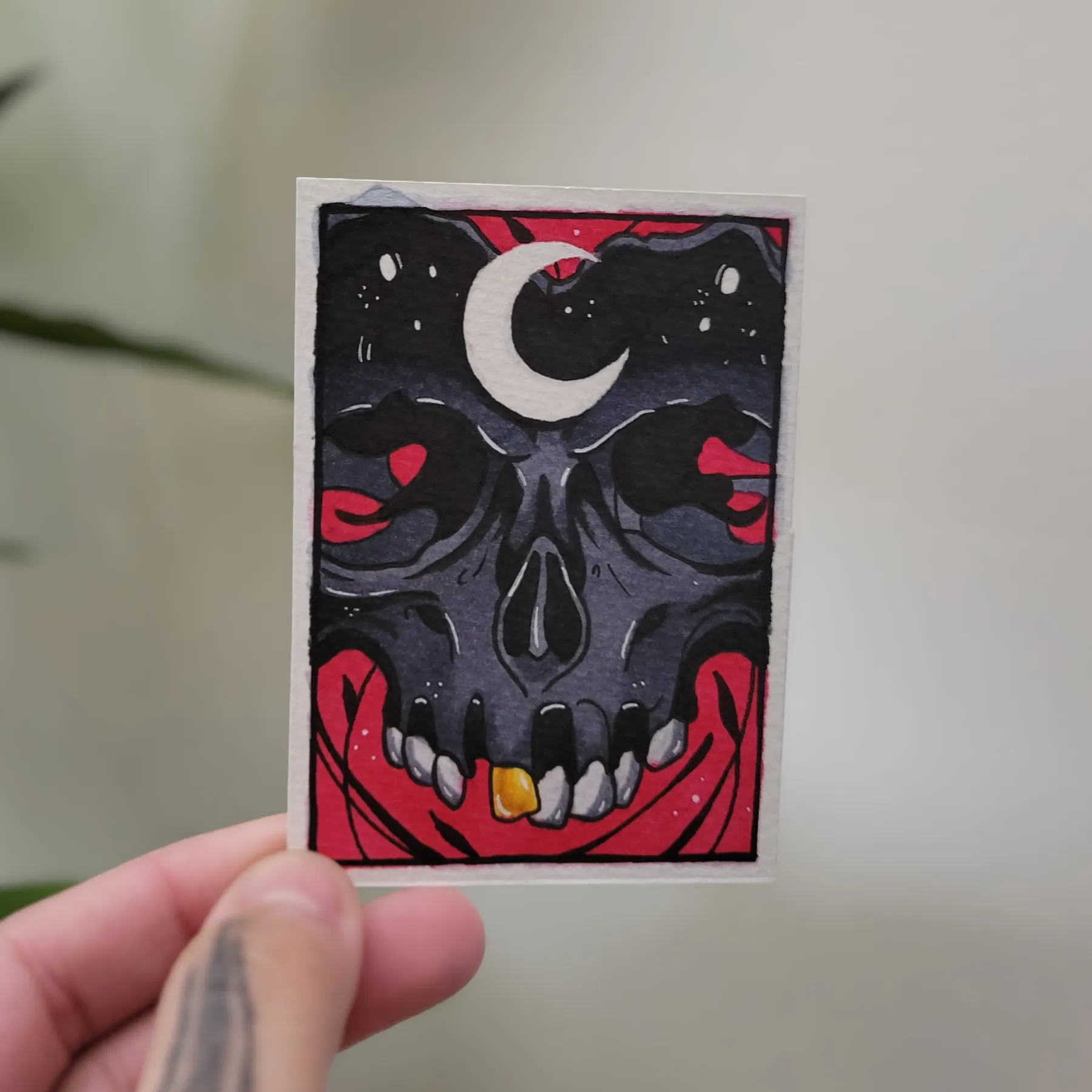 Cursed Skull aceo art card
