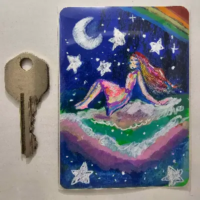 Riding a Cloud aceo art card thumbnail 2