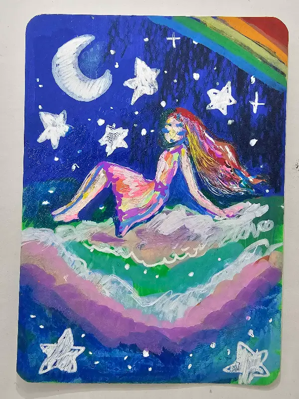 Riding a Cloud aceo art card