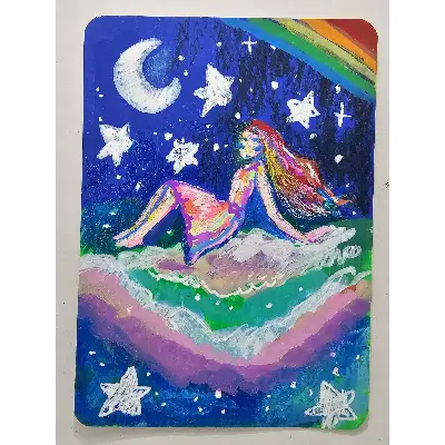 Riding a Cloud aceo art card thumbnail 1