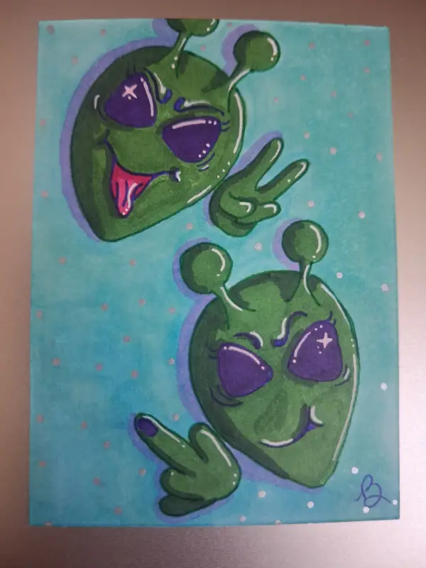 Cheeky Aliens aceo art card