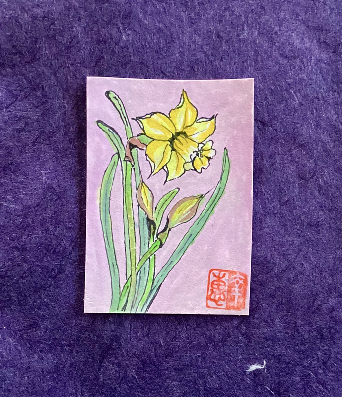Daffodils - Spring is here! aceo art card