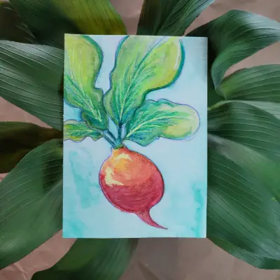 Radish Blue aceo art card thumbnail 1