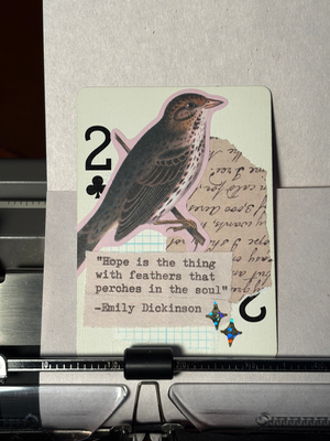 Rainy May #9 by Mazerzine bird Emily Dickinson quote aceo art card thumbnail 1