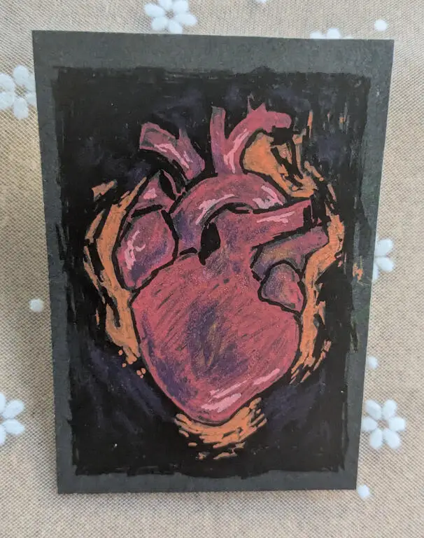 Human Heart aceo art card