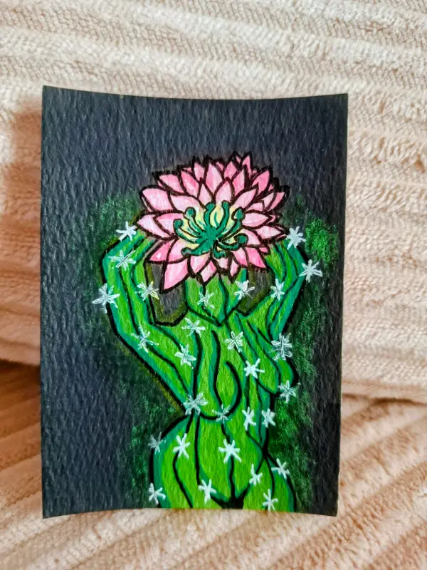 Cactus Woman aceo art card