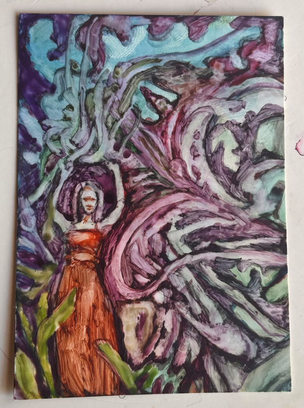 In the garden 3 aceo art card