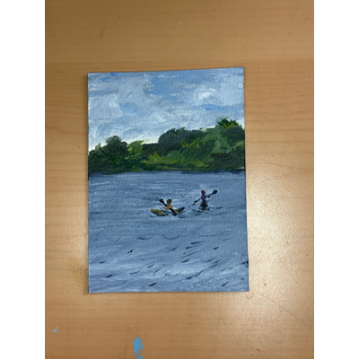 Kayaking on the Lake - Plein Air Painting aceo art card thumbnail 3