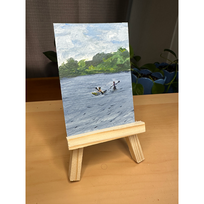 Kayaking on the Lake - Plein Air Painting aceo art card thumbnail 2