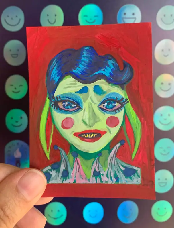 Goblin Clown - 1/7 Nervous or Anxious? aceo art card