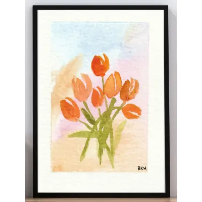 Orange Tulips aceo art card thumbnail 2