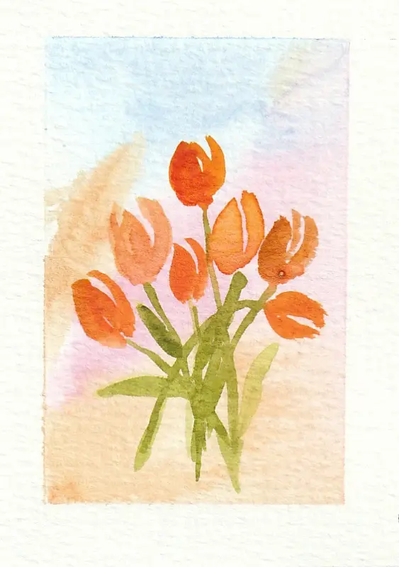 Orange Tulips aceo art card