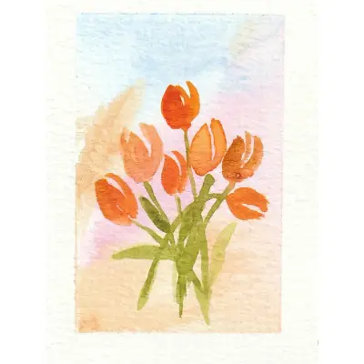Orange Tulips aceo art card thumbnail 1