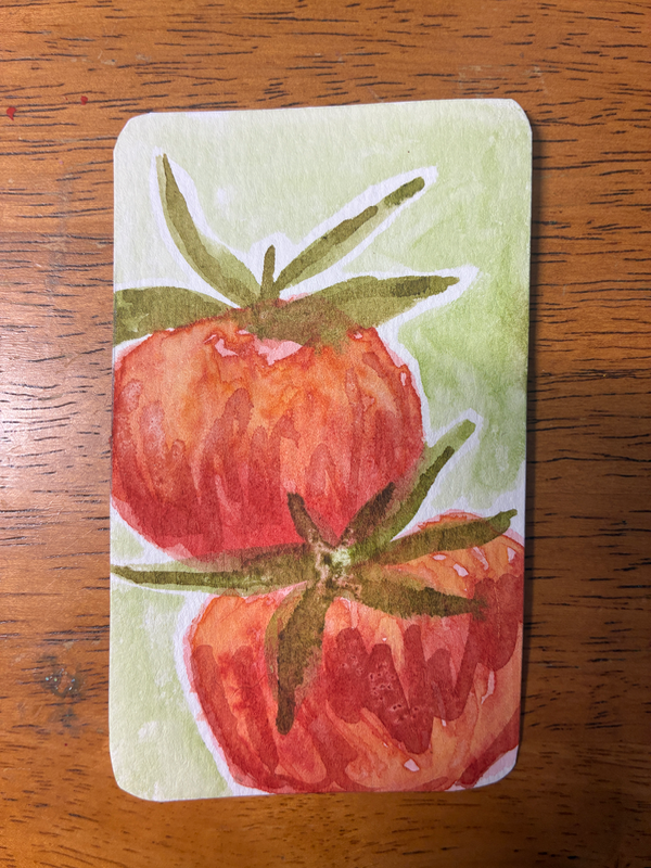 In Season - Tomato water color aceo art card