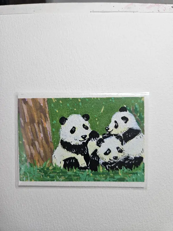 'Panda Siblings Playing' (Panda Series #1/4) Original Acrylic animal painting aceo art card