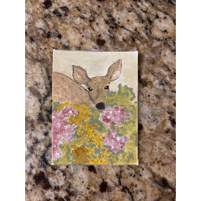 Deer/botanical aceo art card thumbnail 1