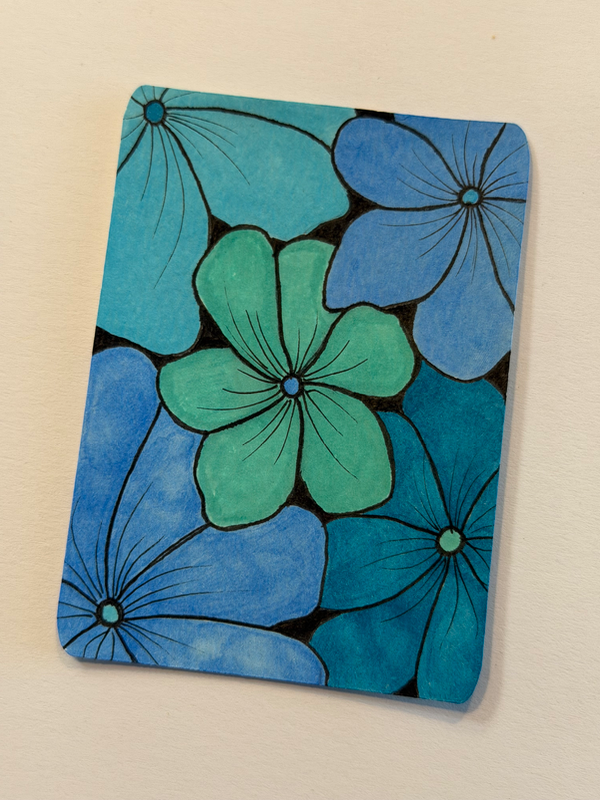 Original ACEO ATC Mini Funky Doodle “Hydrangea Haze” OOAK aceo art card