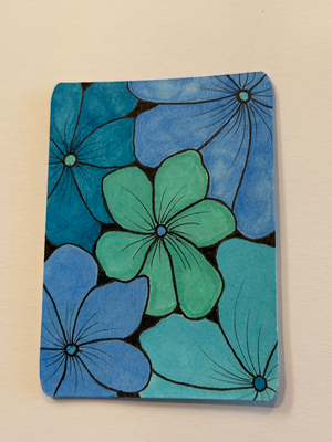 Original ACEO ATC Mini Funky Doodle “Hydrangea Haze” OOAK aceo art card thumbnail 2